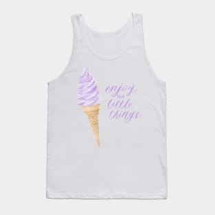 Purple Ice Cream "Enjoy the Little Things" Watercolour Painting Tank Top